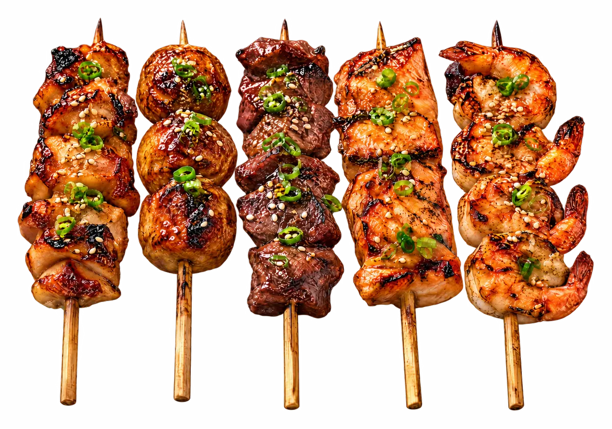 Brochettes yakitori laquées et grillées sur la braise